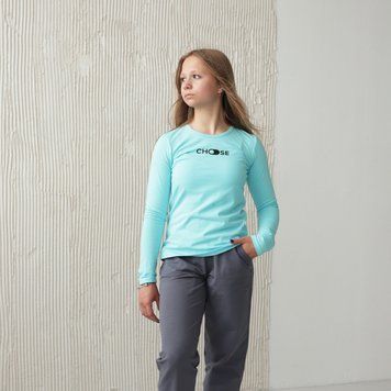 Лонгслив подростковый для девушки "Choose" GBI TEENS демисезонный р.158 бирюзовый светлый 59718 фото
