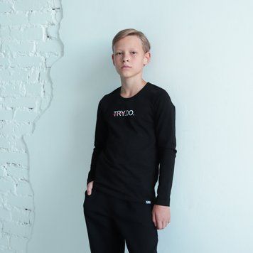 Лонгслів подростковый для парня "Try.Do" GBI TEENS зима р.140 черный 59555 фото