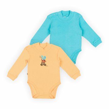Комплект детских боди для девочки Gabbi BD-24-8 (2шт) демисезонный р. 86 оранжевый/ментоловый 63088 фото