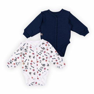 Комплект дитячих боді для хлопчика Gabbi BD-24- 1 (2шт) демісезонний р. 62 набивний/синій темний 62890 фото