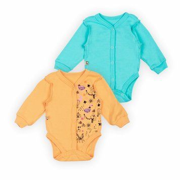 Комплект дитячих боді для дівчинки Gabbi BD-24- 4 (2шт) демісезонний р. 56 помаранчевий/ментоловий 63065 фото