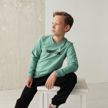 Свитшот подростковый для парня "Don't look" GBI TEENS демисезонный р.146 оливковый 59938 фото