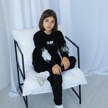 Світшот підлітковий для дівчини "Its my "GBI TEENS зима тринітка з начосом р.140 чорний 60679 фото