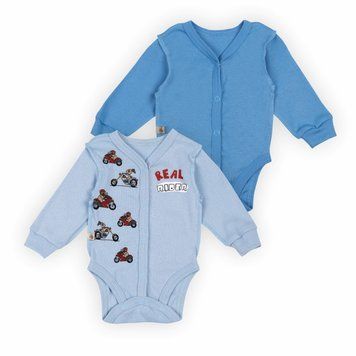 Комплект дитячих боді для хлопчика Gabbi BD-24- 1 (2шт) демісезонний р. 62 блакитний/блакитний світлий 62893 фото