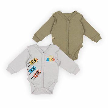 Комплект дитячих боді для хлопчика Gabbi BD-24- 2 (2шт) демісезонний р. 56 сірий/хакі 62898 фото