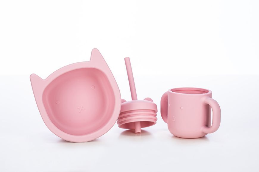 Силіконова миска дитяча FreeOn Kitty, pink 46330 фото