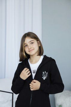 Кофта дитяча унісекс "Тризуб" Gbi Teens тринітка з начосом зима р.140 чорний 61151 фото