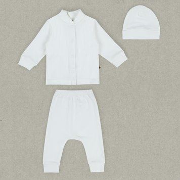 Комплект дитячий для новонароджених Gabbi KT-25-7 (кофта, штани, шапка) р. 74 молочний 72232 фото