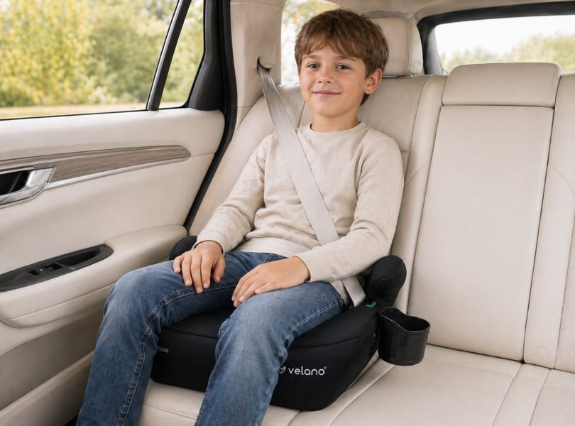 Бустер VELANO Primo i-Size 125-150 см, ISOFIX + подстаканник, black sf59509 фото