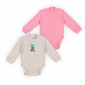 Комплект дитячих боді для дівчинки Gabbi BD-24- 8 (2шт) демісезонний р. 68 бежевий меланж/персиковий 63091 фото
