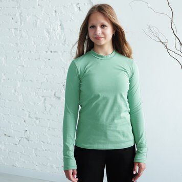 Лонгслив подростковый для девушки однотонный GBI TEENS демисезонный р.140 оливковый 59584 фото