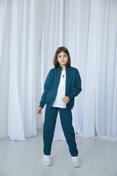 Костюм підлітковий кофта на блискавці для дівчинки GBI TEENS зима тринітка з начосом тринітка з начосом р.140 аквамарин 60820 фото