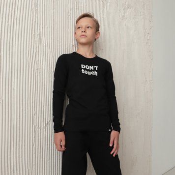 Лонгслів подростковый для парня "Don't touch" GBI TEENS демисезонный р.140 черный 59995 фото