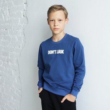 Свитшот подростковый для парня "Don't look" GBI TEENS демисезонный р.152 индиго 59939 фото