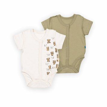Боді дитяче для хлопчика Gabbi BD-24- 9 літо (комплект 2шт) р. 62 бежевий/оливковий 65438 фото