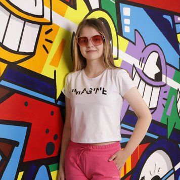 Кроп-топ підлітковий для дівчинки "Imagine" GBI TEENS літній р.158 білий 59007 фото