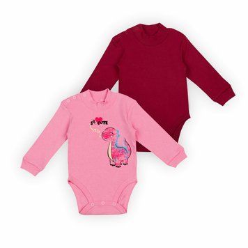Комплект дитячих боді для дівчинки Gabbi BD-24-7 (2шт) демісезонний р. 74 бордовий/рожевий 63110 фото