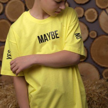 Подростковая футболка для мальчика "MAYBE" GBI TEENS лето короткий рукав р.140 лимонный 59095 фото