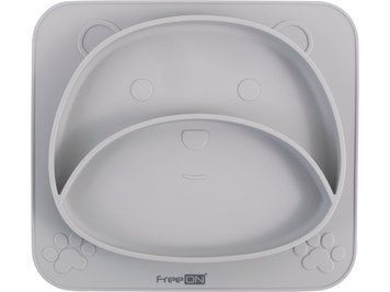 Силіконова тарілка дитяча FreeON Bear, grey 39678 фото