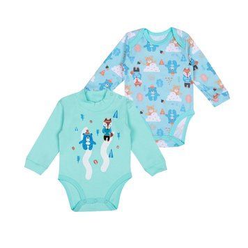 Боді дитяче для хлопчика Gabbi BD-24- 17 (комплект 2шт) демісезонне р. 80 ментоловий/набивний 67889 фото