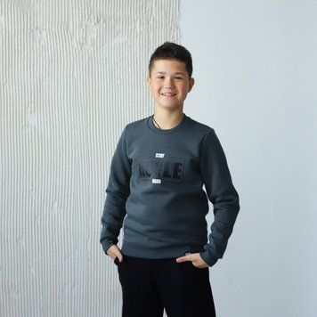 Свитшот подростковый для парня "Stay "GBI TEENS зима тринитка с начесом р.146 серый темный 60635 фото