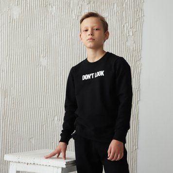 Свитшот подростковый для парня "Don't look" GBI TEENS демисезонный р.140 черный 59940 фото