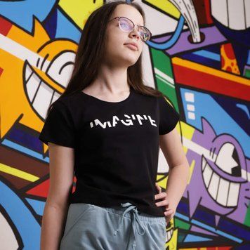 Кроп-топ подростковый для девочки "Imagine" GBI TEENS летний р.158 черный 59036 фото