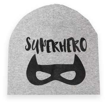 Шапка детская для мальчика "SUPPERHERO/1" Mareks демисезонная р. 50/52 серый меланж 56961 фото