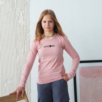 Лонгслив подростковый для девушки "Choose" GBI TEENS демисезонный р.164 пудра 59714 фото