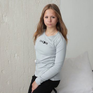 Лонгслив подростковый для девушки "Choose" GBI TEENS демисезонный р.146 серый светлый 59715 фото