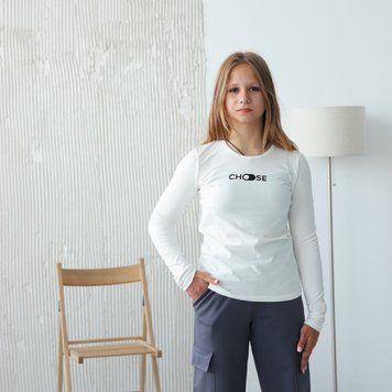 Лонгслив подростковый для девушки "Choose" GBI TEENS демисезонный р.146 молочный 59722 фото