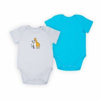Боди детское для мальчика Gabbi BD-24-11 (комплект 2шт) лето р. 80 серый/бирюзовый 66067 фото