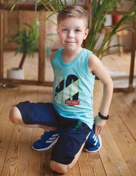 Костюм дитячий для хлопчика "Техно" Gabbi KS-19-17-1 літо р.128 бірюзовий 11845 фото