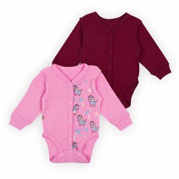 Комплект детских боди для девочки Gabbi BD-24-3 (2шт) демисезонный р. 56 бордовый/розовый 63071 фото